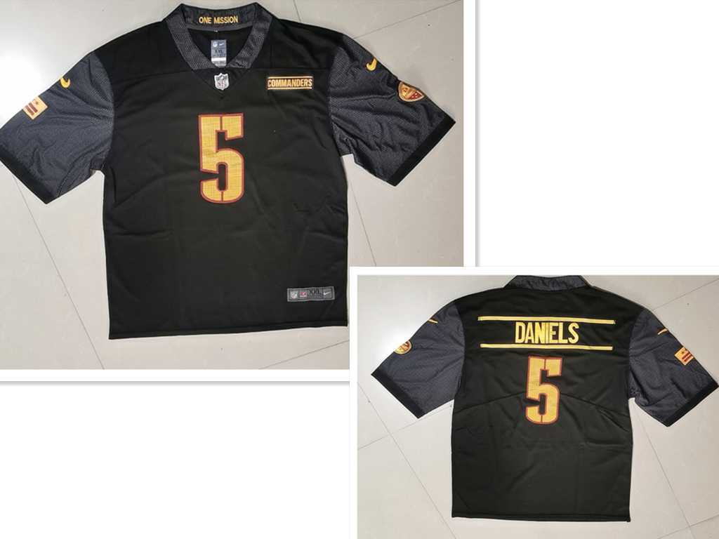 Men%27s Washington Commanders #5 Jayden Daniels Nike Black Alternate Vapor Untouchable Limited Jersey
